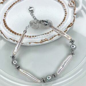 🤩 Handmade Akoya Sea Pearl Chopstick Freshwater Pearl Bracelet